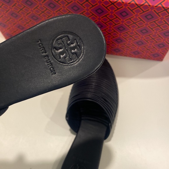 Tory Burch Siena Navy Flat Mules - Picture 3 of 7